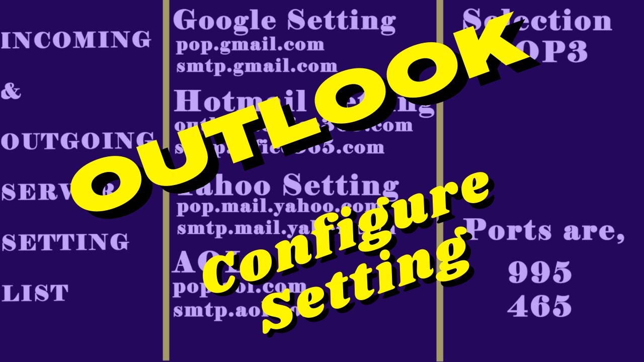 What is outlook setting | Outlook Email server | smtp server setup | outlook tutorial