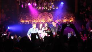 Conchita Wurst gives Nathan Trent a birthday cake at London Eurovision Party 2017