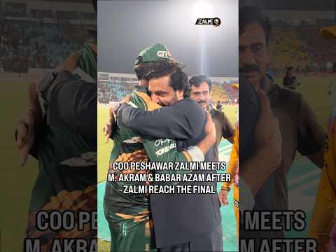 COO Peshawar Zalmi meets Mohammad Akram and Babar Azam after Zalmi reach the final | Zalmi vs United