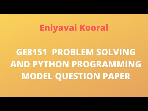 Ge8151 Problem Solving And Python Programming Model Question Paper