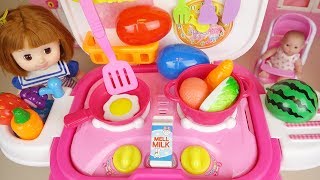 Download lagu Baby doll Kitchen cooking food toys and surprise eggs play mp3