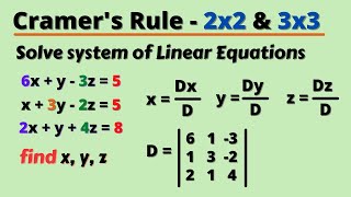 Cramer's rule | System of Linear Equations | Determinants | Solution of linear equation |