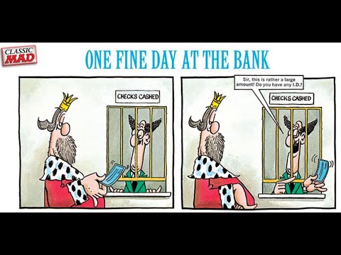 "One Fine Day At The Bank."  MAD's Don Martin cartoon
