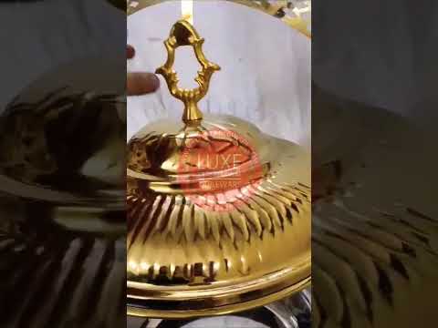 Round Stainless Steel Golden Chafing Dish, For Hotel, Dimension: 6,8 And 10 Liters