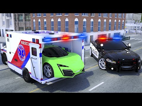Ambulance Repair Tyre - Sergeant Lucas the Police Car Call Water Tank - Wheel City Heroes Cartoon