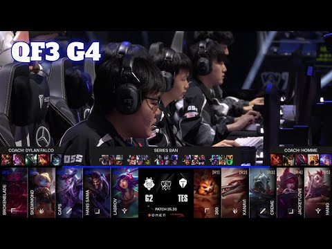 TES vs G2 - Game 4 | Quarter Final LoL Worlds 2025 | G2 Esports vs Top Esports G4 full