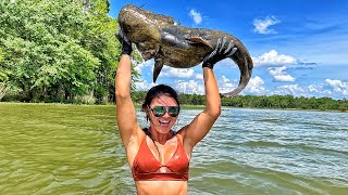 Model Catches Monster Catfish With Her Hands | Ross Smith