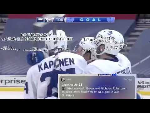 18 year old Nick Robertson who is 18 years old score his first nhl goal