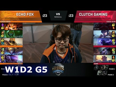 Echo Fox vs Clutch Gaming | Week 1 Day 2 of S8 NA LCS Spring 2018 | FOX vs CG W1D2 G5