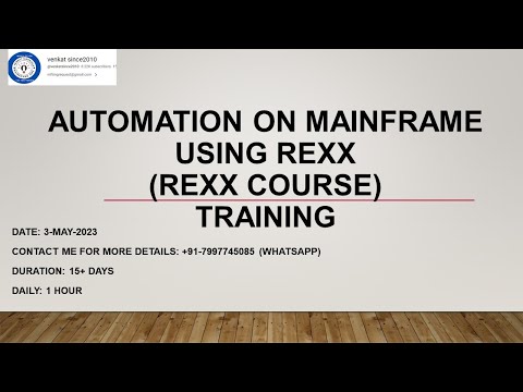 Rexx Training Automation on Mainframe using Rexx  May 2023