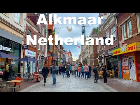 (4K)Walking Tour Cheese Market in Alkmaar,Netherlands.