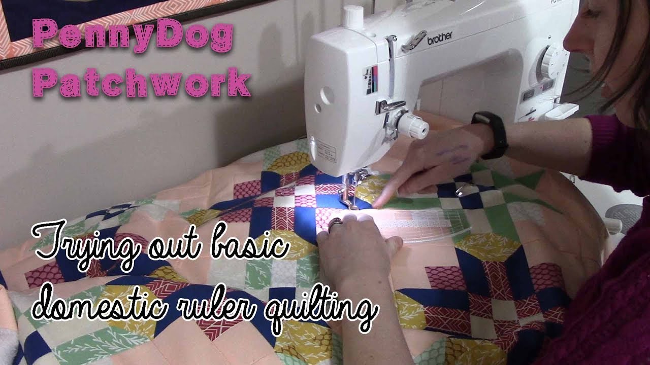 Trying out basic domestic machine ruler quilting