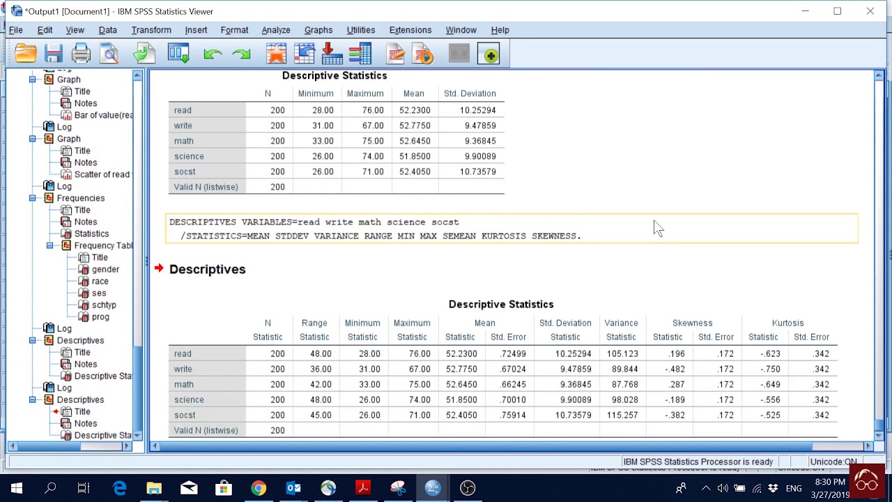 SPSS (7): Descriptive Statistics | Mean, Range, Standard Deviation, Skewness, Kurtosis