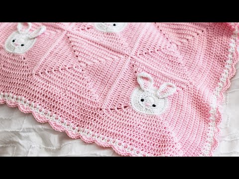 SO CUTE! 🥰 An ADORABLE Bunny Crochet Baby Blanket Tutorial 👏❤️