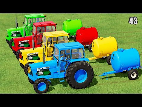TRANSPORTING & LOAD WATER TANKER with COLORED VOLVO TRACTORS! #43 - Farming Simulator 22