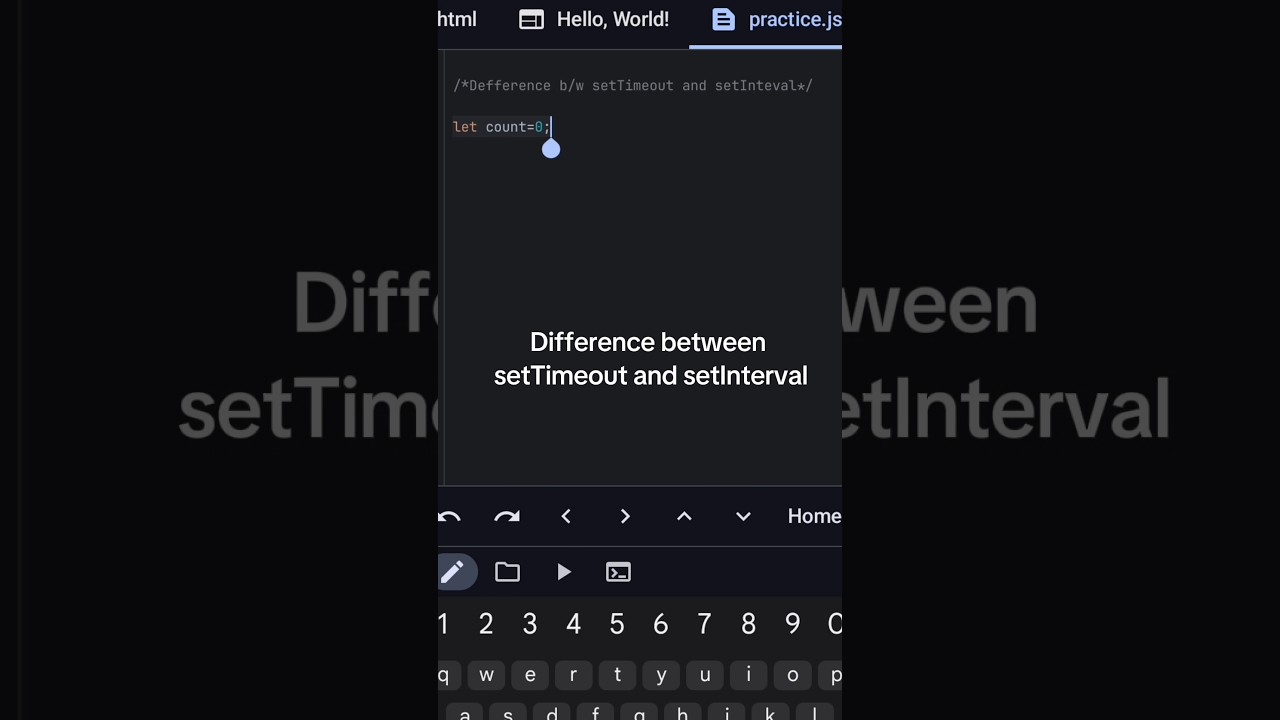 Difference between setTimeout and setInterval#javascript#coding