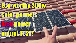 Real test Roof installed Wintertime ECO-WORTHY 2pcs 100-Watt Solar Panels real power test review.