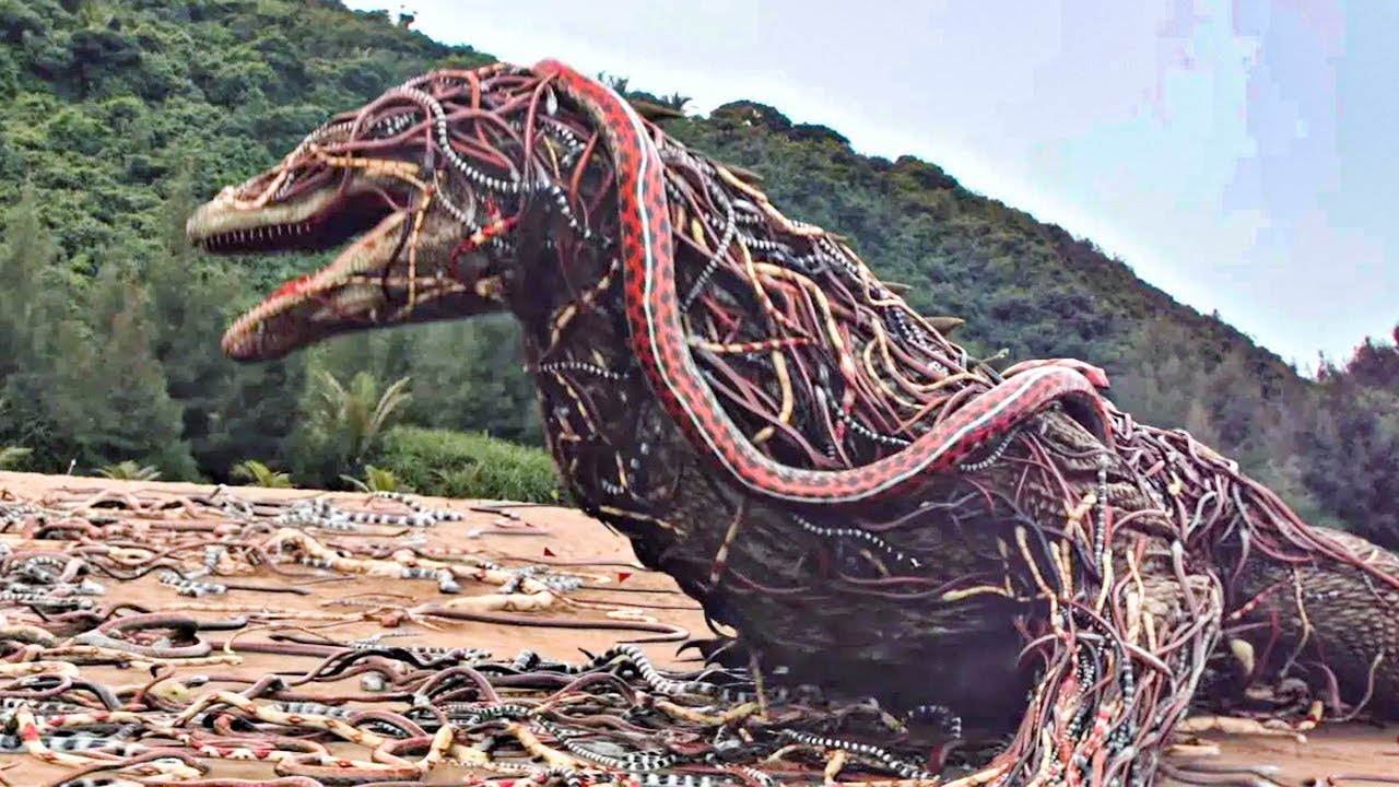 Monster Movie! Humans Attract Countless Venomous Snakes, Tightening Around the Giant Lizard's Body