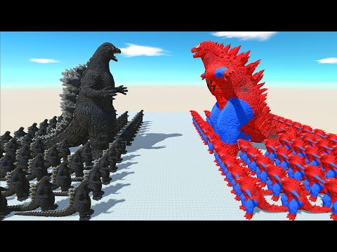 All Heisei Godzilla Death Fall vs Spider godzilla 2014 Death Run - Animal Revolt Battle Simulator