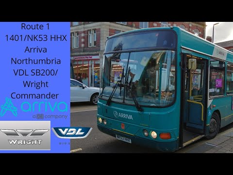 Empty Bus: Route 1: 1401/NK53 HHX-Arriva Northumbria-VDL SB200/Wright Commander