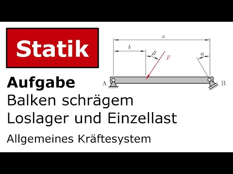 🔧 Balken schrägem Loslager und Einzellast [Technische Mechanik, Statik, Allgemeines Kräftesystem]