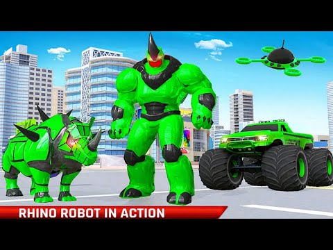 Rhino Robot Truck Robot Car: Helicopter Robot Game 21 - Android Gameplay