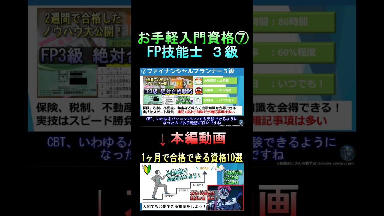 【人間でも大丈夫！】1ヶ月で取れるおススメ資格 ファイナンシャルプランナー3級 #資格 #勉強 #試験 #転職 #就職