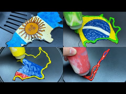 South America Flag Map Pancake Art - Brazil, Argentina, Colombia, Chile