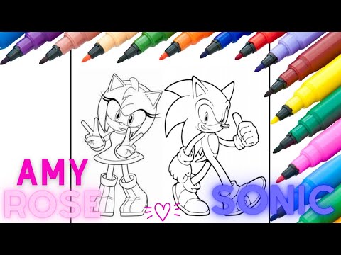 Sonic and Amy Rose / Sonic The Hedgehog / Sonic Coloring Pages