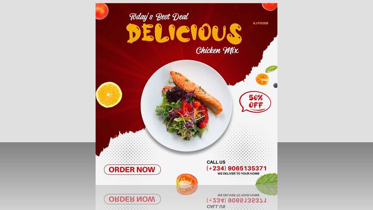 pixelLab Tutorial - How to Create Flyer in PixelLab as a Beginner [Food and Restaurant Flyer]