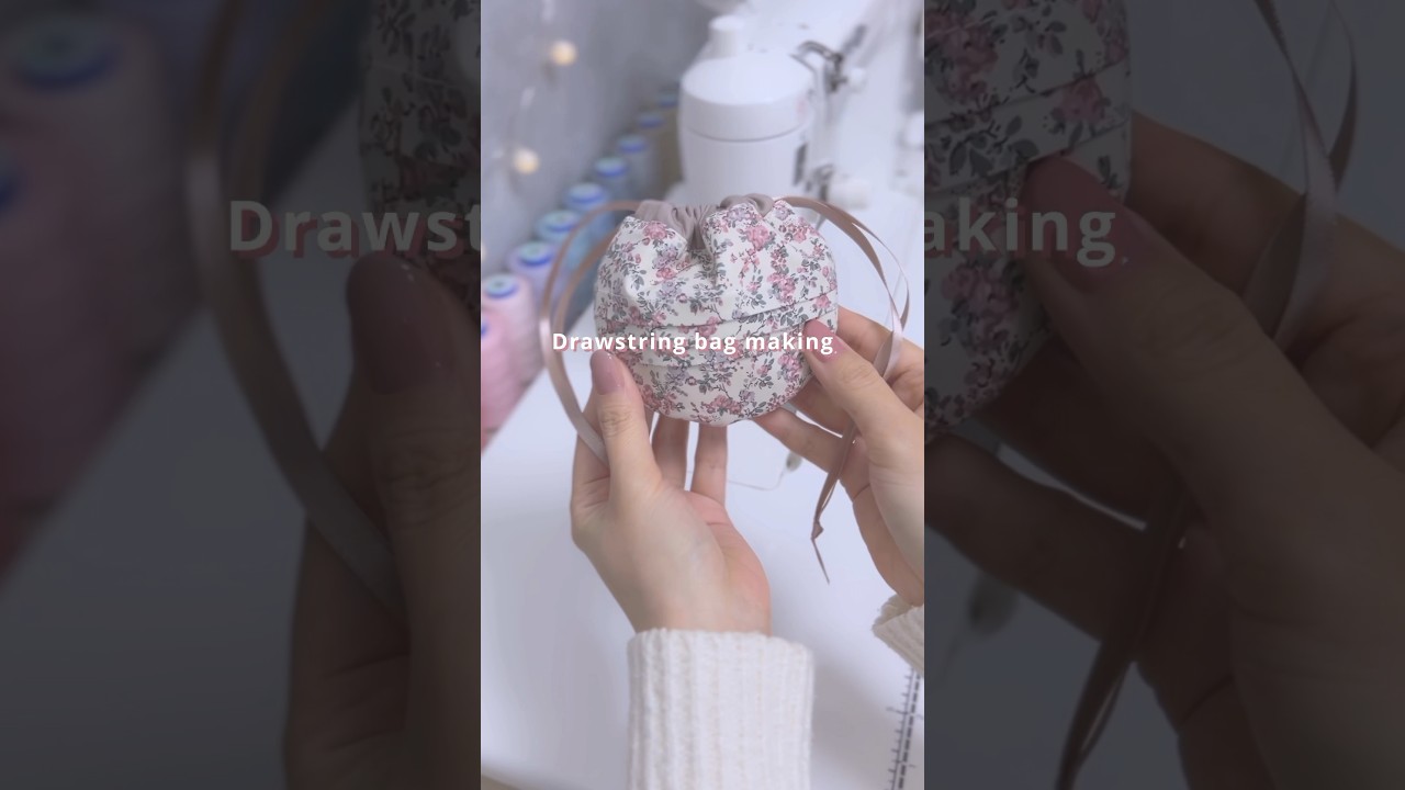🧵コロンと丸い巾着ポーチ作り プレゼントにおすすめピンタックの巾着袋 #Shorts