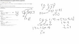 YouTube video '2099.  Find Subsequence of Length K With the Largest Sum.'