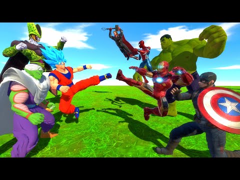 Son Goku,Perfect Cell,Piccolo vs Avengers - Animal Revolt Battle Simulator