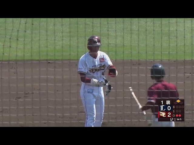 【ファーム】イーグルス・マーキ 左中間を破る先制の2点タイムリー2ベースヒットを放つ!! 2022年5月4日  東北楽天ゴールデンイーグルス 対 埼玉西武ライオンズ