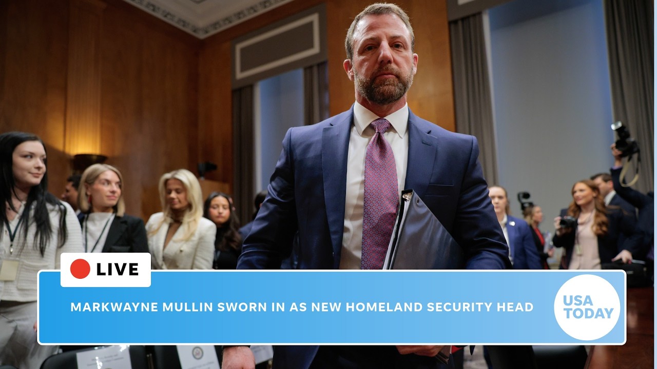 Live: Donald Trump to swear in Markwayne Mullin as the new secretary of Homeland Security