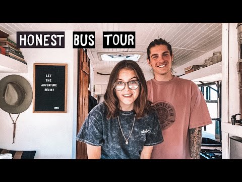 Unfiltered + Raw Tour of Our Tiny Home on Wheels - Shuttle Bus Conversion Tour - $10k Bus Build