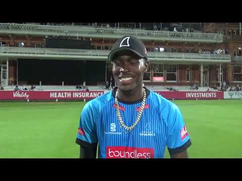 Middlesex v Sussex Sharks | Jofra Archer reacts to stunning Lord's hat-trick