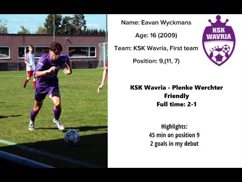 KSK Wavria - Plenke Werchter  2-1 (Debut for first team, 2 goals)