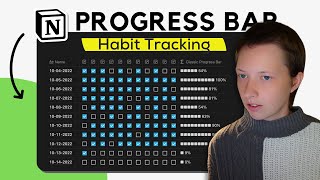 - Find % Done For Habits（00:02:14 - 00:05:22） - How To Build A Progress Bar In Notion: Habit Tracker (Part 1)