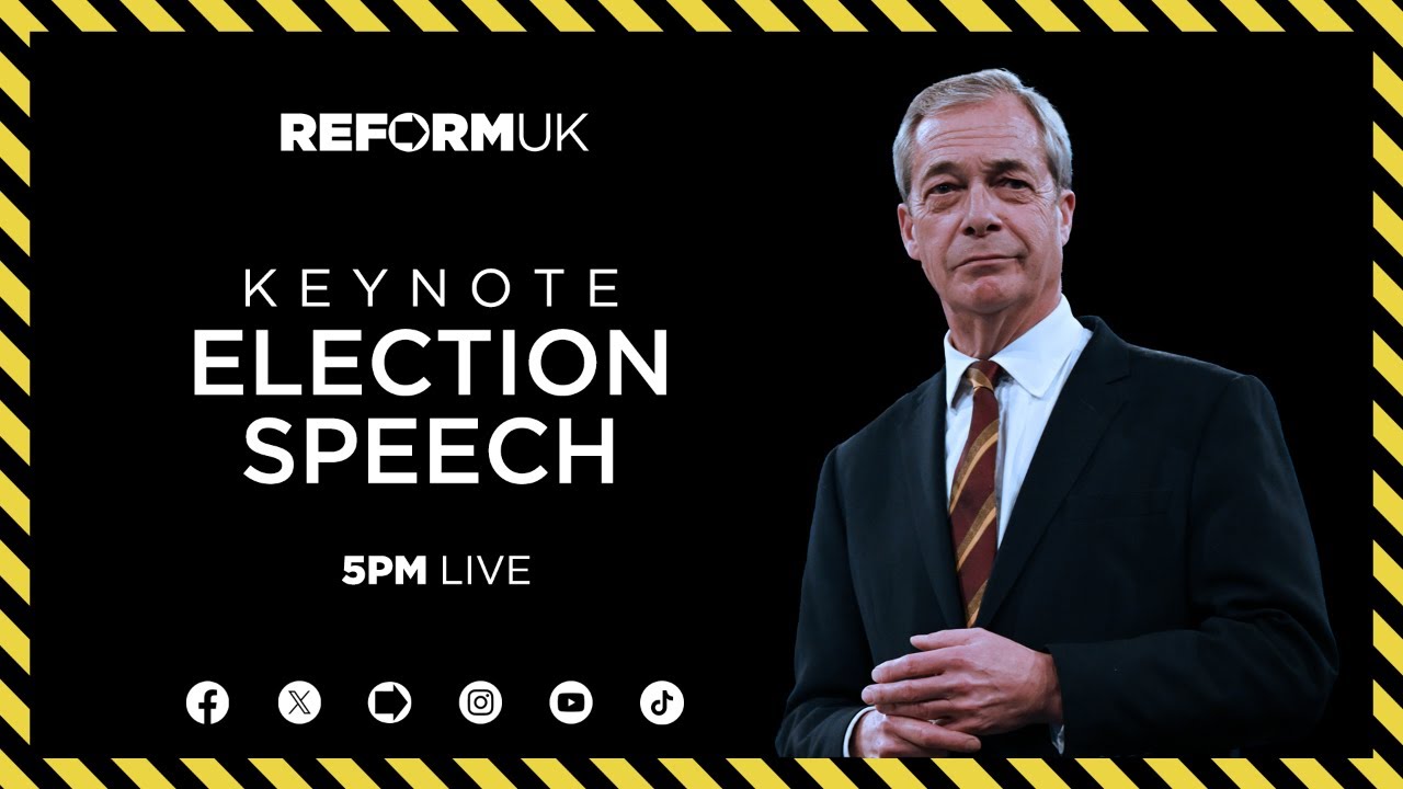 Watch LIVE as Nigel Farage delivers his keynote election speech in Barnsley!