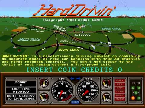 Hard Drivin' (Atari 1988)  Attract Mode 60fps