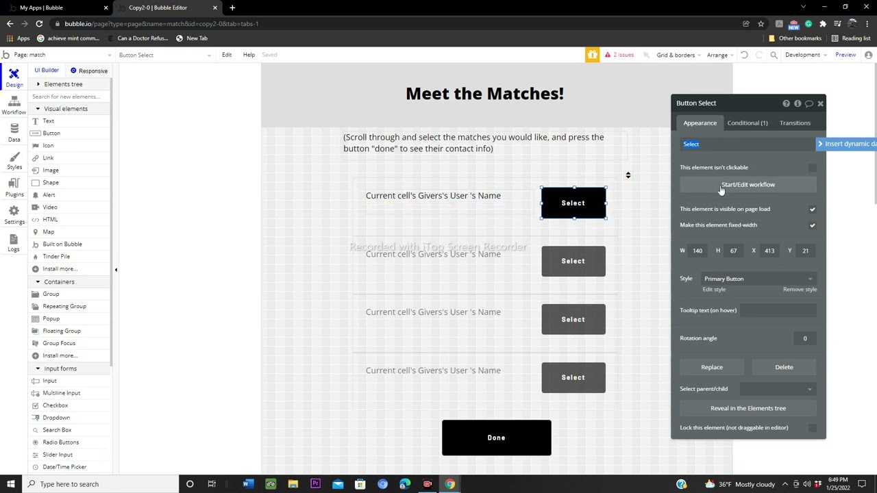 Help with sending data to a page when a user clicks a button - Database ...