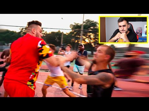 Brutal fight in the park while playing basketball! Reacting