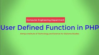 User Defined Function in PHP with Bhumika Zalavadia