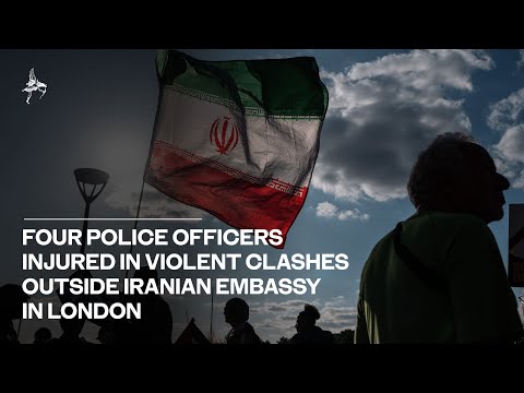Four police officers injured in violent clashes outside Iranian embassy in London
