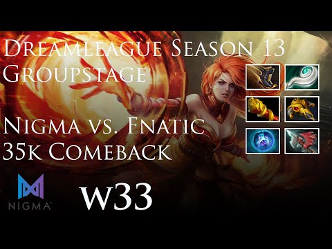 Dream League 13 | Group Stage | Fnatic vs. Nigma | Game 1 | w33.haa | Lina | Mid