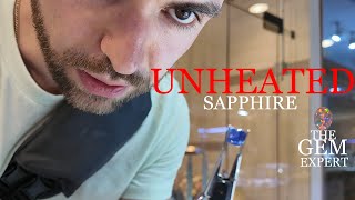 Unheated Sri lankan sapphire gemstone at the JTC Bangkok