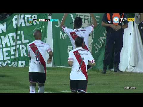 Gol de Teo Gutiérrez. Sarmiento 1 - River 3 | Primera División 2015 - Fecha 1