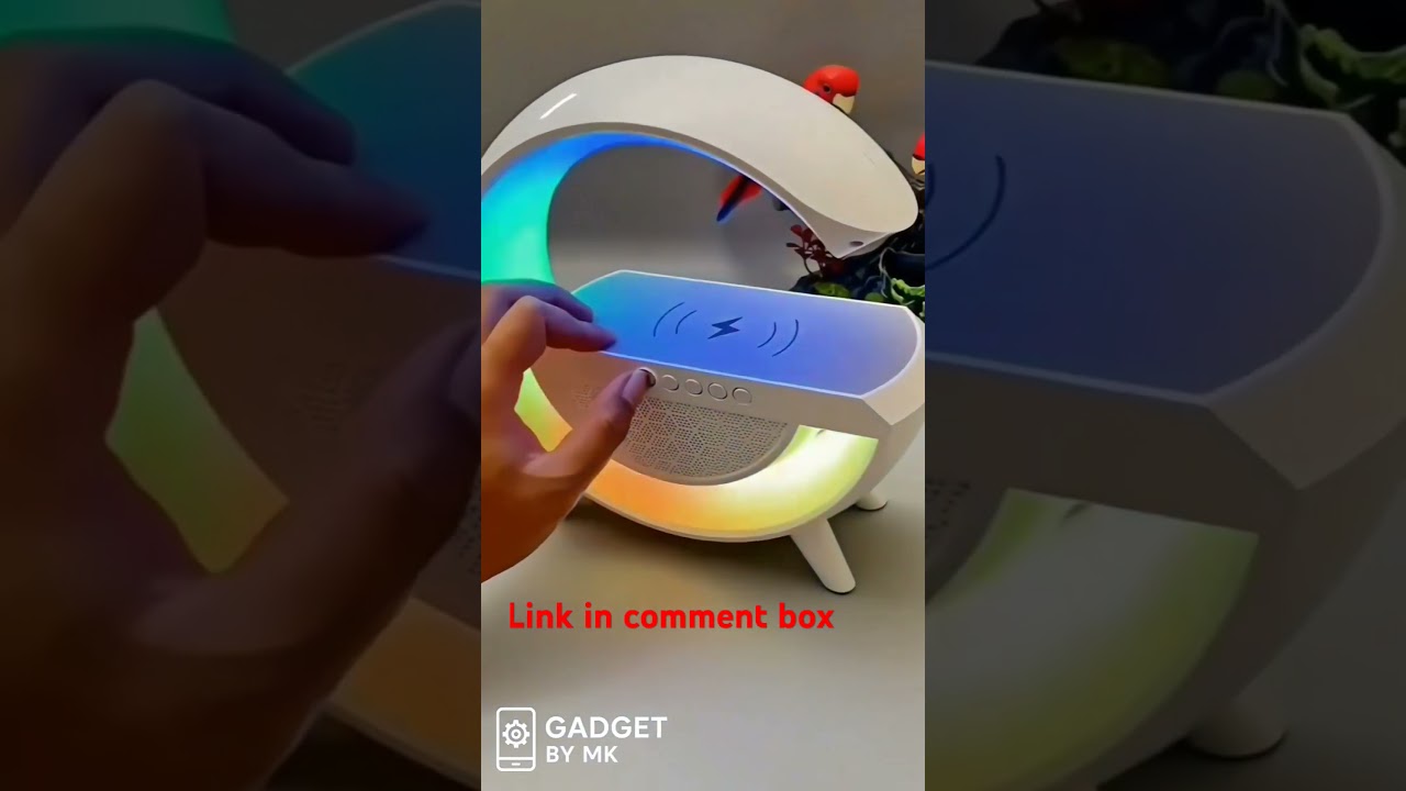 Smart LED Table Lamp, 4-in-1 Wireless Charger, Night Light, Alarm Clock, and Bluetooth Speaker