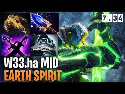 W33.ha Mid Earth Spirit - Dota 2 Pro Immortal Earth Spirit Gameplay 7.34